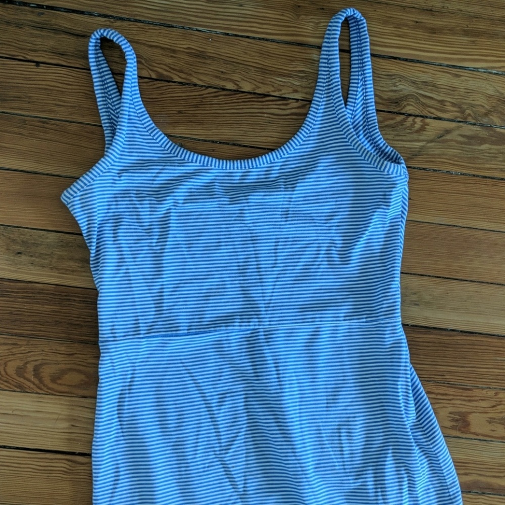 Gap tank maxi dress w/slit blue striped